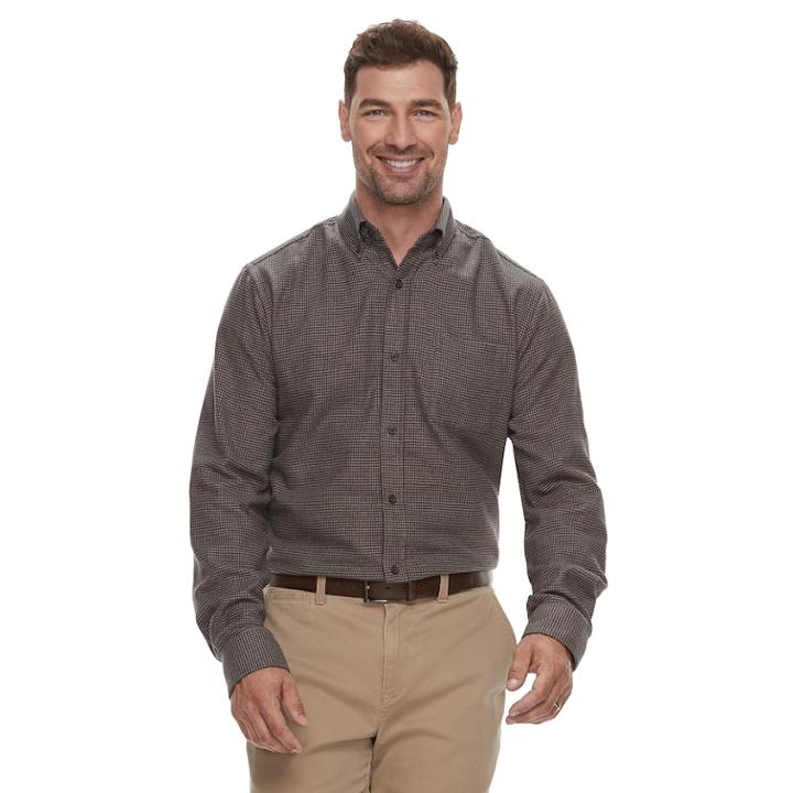 Men's Croft & Barrow&reg; Slim-fit Flannel Button-down Shirt, Size: Medium, Dark Beige