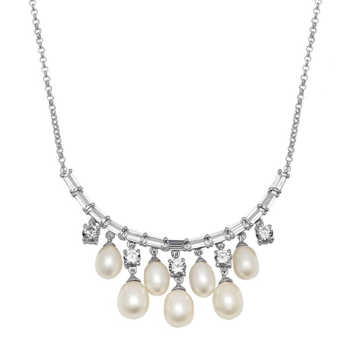 Simply Vera Vera Wang Freshwater Cultured Pearl & Lab-created Sapphire Sterling Silver Necklace, Women's