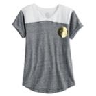 Girls 7-16 & Plus Size So&reg; Flippy Sequin Pocket V-neck Tee, Size: 18 1/2, Med Grey
