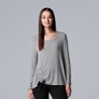 Women's Simply Vera Vera Wang Ruched Top, Size: Large, Med Grey