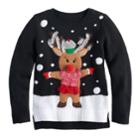 Girls 7-16 It's Our Time Reindeer Applique Light-up Ugly Christmas Sweater, Size: Small, Black Reindeer