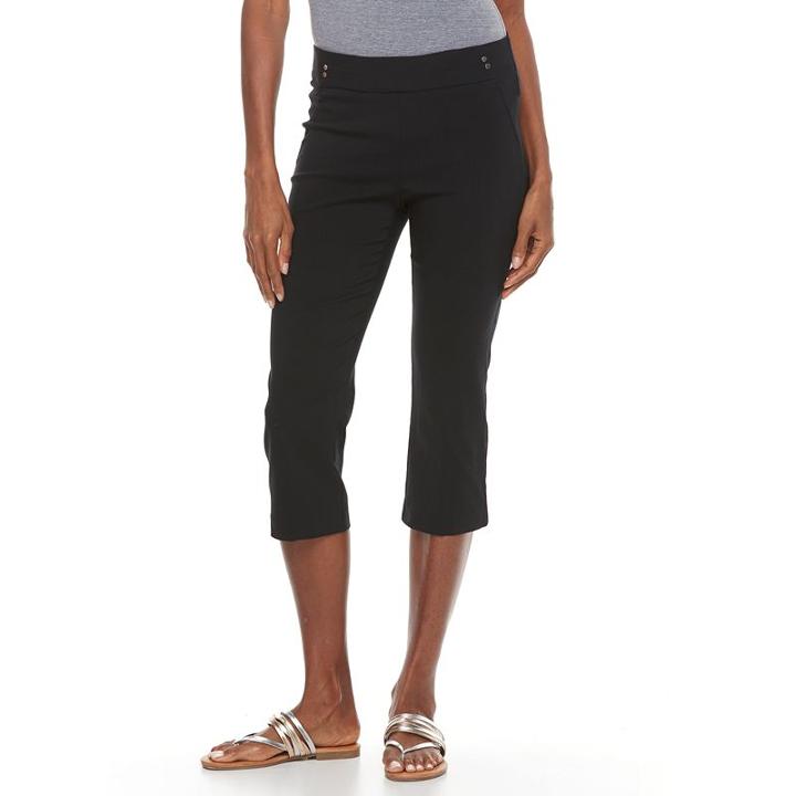 Women's Dana Buchman Embellished Pull-on Capris, Size: Medium, Black