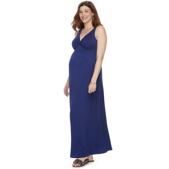 Maternity A:glow Knot Maxi Dress, Women's, Size: L-mat, Drk Purple