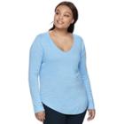 Juniors' Plus Size So&reg; V-neck Long Sleeve Tee, Teens, Size: 2xl, Blue (navy)