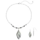 Gray Pendant Necklace & Drop Earring Set, Women's, Grey