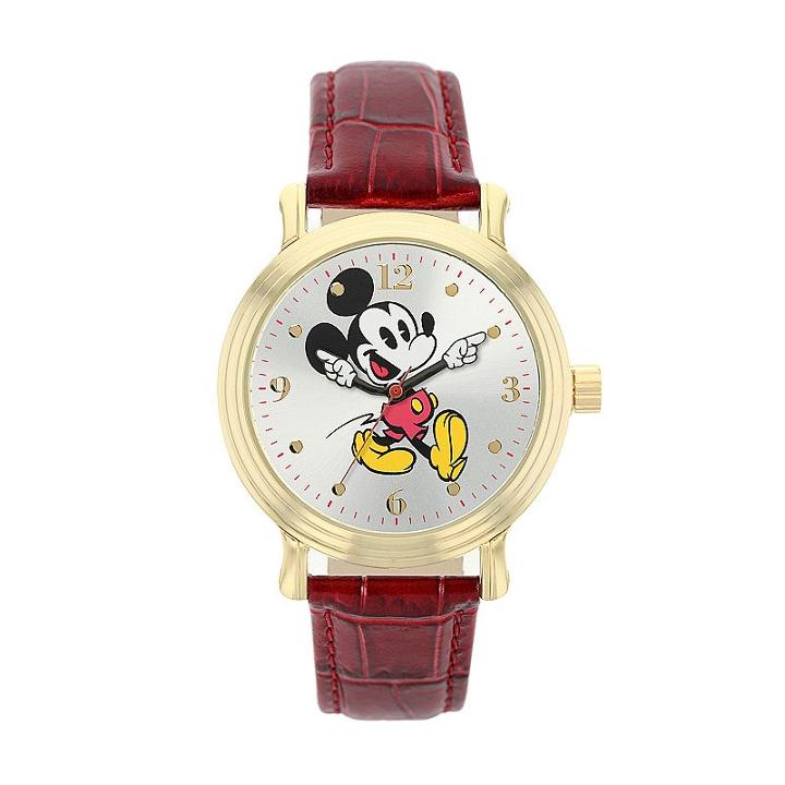 Disney's Mickey Mouse Women's Leather Watch, Red