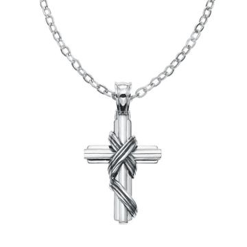 Axl By Triton Stainless Steel Textured Cross Pendant Necklace - Men, Grey