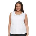 Plus Size Croft & Barrow&reg; Lace Striped Tank Top, Women's, Size: 2xl, White