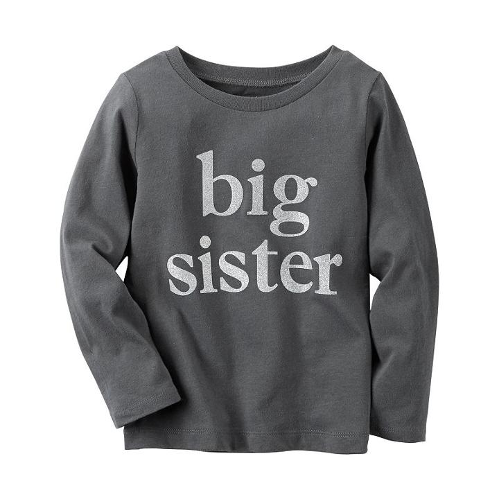 Girls 4-8 Carter's Long Sleeve Jersey Graphic Tee, Size: 6x, Grey