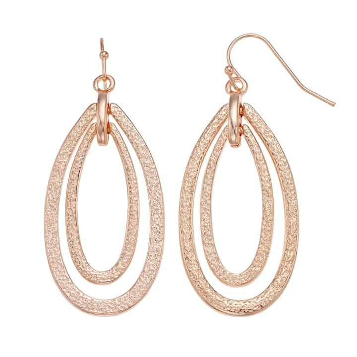 Double Teardrop Nickel Free Hoop Earrings, Women's, Light Pink