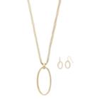 Long Oval Pendant Necklace & Drop Earring Set, Women's, Gold