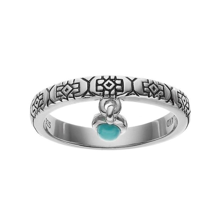 Sterling Silver Simulated Turquoise Cabochon Charm Ring, Women's, Size: 7, Blue