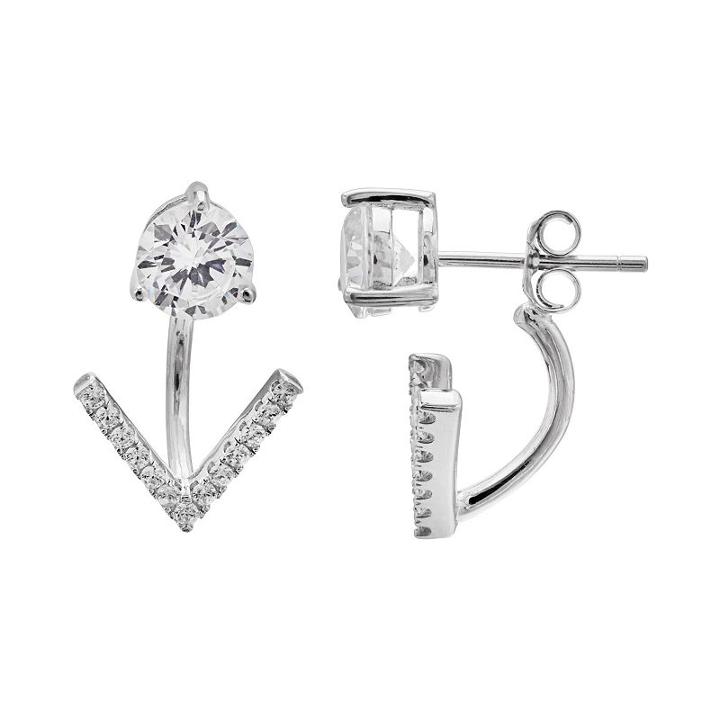 Primrose Sterling Silver Cubic Zirconia Front Back Arrow Earrings, Women's, White