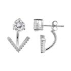 Primrose Sterling Silver Cubic Zirconia Front Back Arrow Earrings, Women's, White