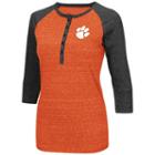 Women's Campus Heritage Clemson Tigers 3/4-sleeve Henley Tee, Size: Large, Drk Orange