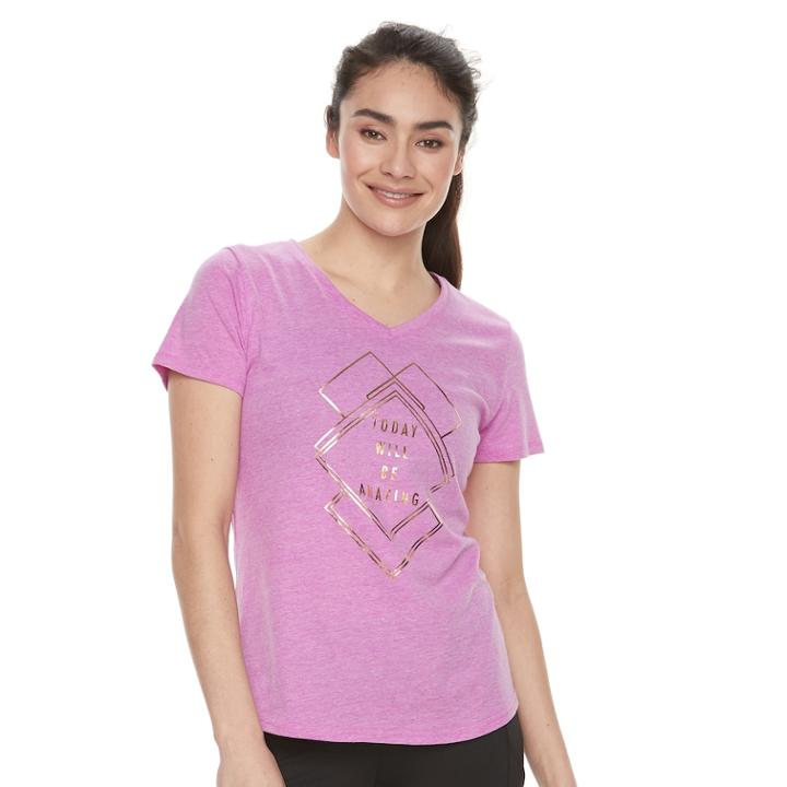 Women's Tek Gear&reg; Dry Tek V-neck Tee, Size: L Tall, Med Purple