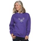 Women's Holiday Crewneck Graphic Sweatshirt, Size: Large, Purple