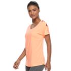 Women's Tek Gear&reg; Lattice Shoulder Short Sleeve Tee, Size: Small, Brt Orange