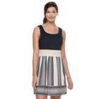 Juniors' Trixxi Lace Bodice Striped Skater Dress, Girl's, Size: Large, Blue (navy)