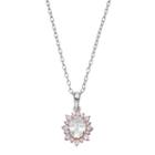 Lily & Lace Pink & White Cubic Zirconia Two Tone Oval Pendant Necklace, Women's