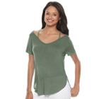 Juniors' Mudd&reg; Strappy V-neck Tee, Teens, Size: Large, Med Green