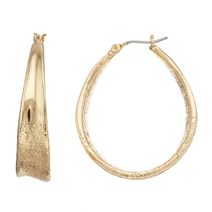 Dana Buchman Textured Oval Hoop Earrings, Women's, Gold