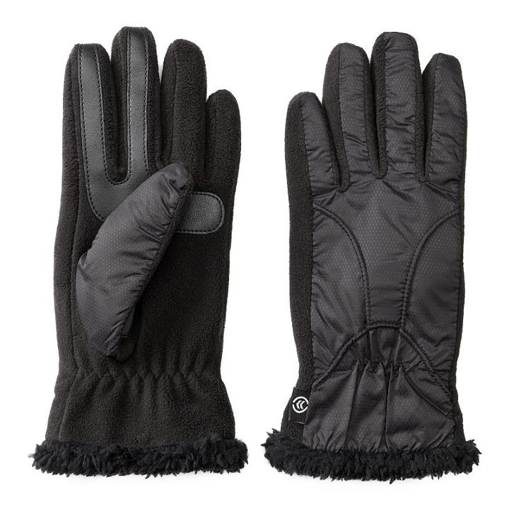 Women's Isotoner Water Repellent Chenille Tech Gloves, Size: L-xl, Black