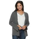 Women's Jennifer Lopez Studded Cuff Open-front Cardigan, Size: Large, Dark Grey