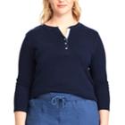 Plus Size Chaps Pocket Henley, Women's, Size: 2xl, Blue