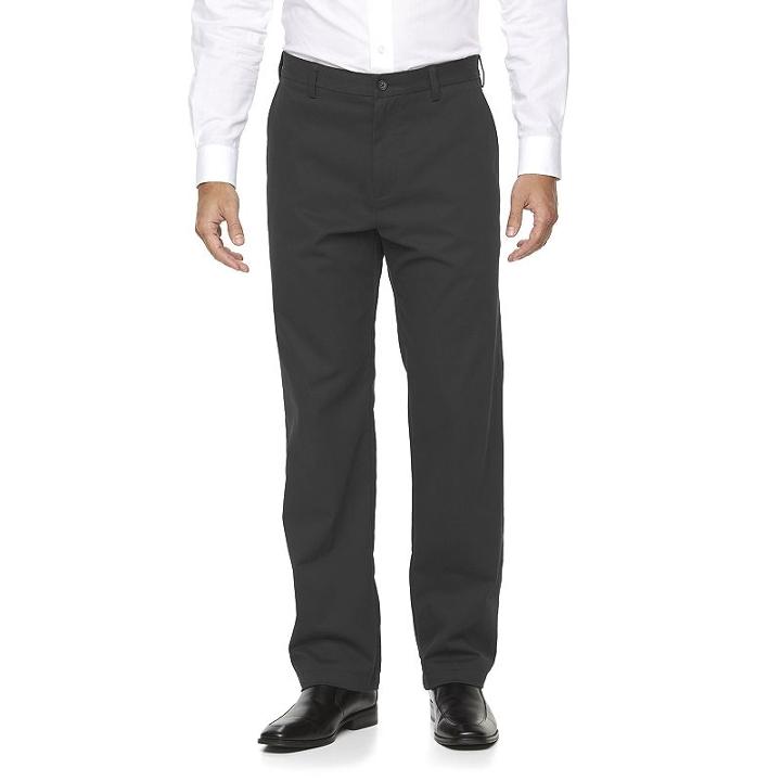 Men's Croft & Barrow&reg; Relaxed-fit Easy-care Stretch Flat-front Causal Pants, Size: 40x32, Black
