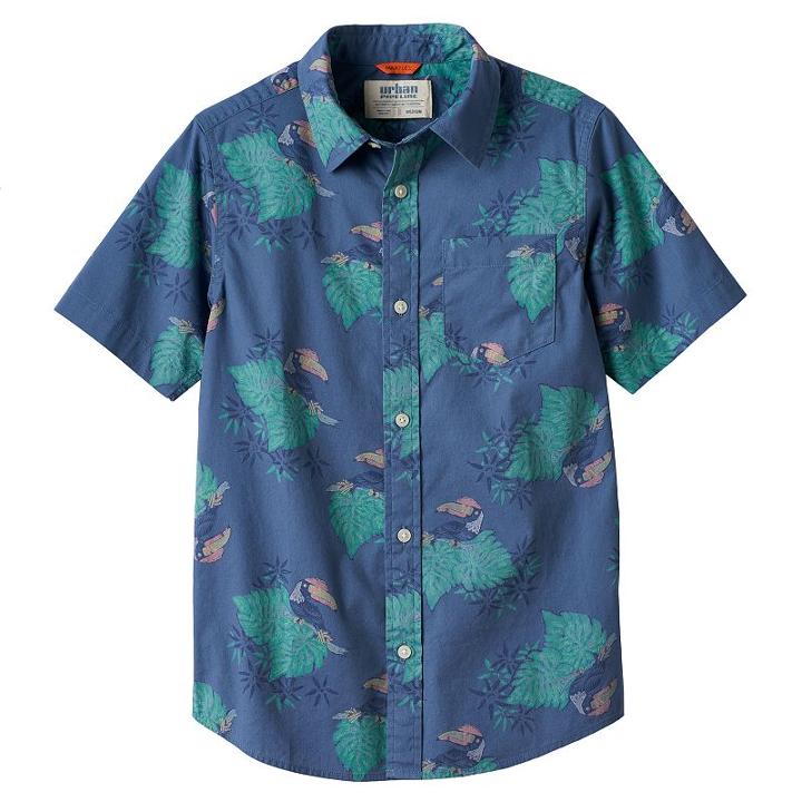 Boys 8-20 Urban Pipeline&reg; Printed Maxflex Button-down Shirt, Size: Large, Blue (navy)