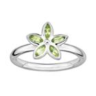 Stacks And Stones Sterling Silver Peridot Flower Stack Ring, Women's, Size: 7, Grey