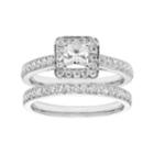 14k Gold 1 1/6 Carat T.w. Igl Certified Diamond Square Halo Engagement Ring Set, Women's, Size: 8, White