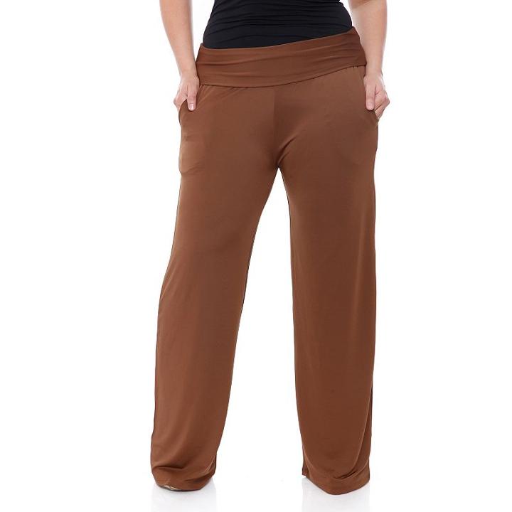 Plus Size White Mark Solid Palazzo Pants, Women's, Size: 1xl, Brown