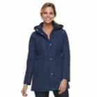 Women's Weathercast Hooded Quilted Walker Jacket, Size: Large, Blue (navy)
