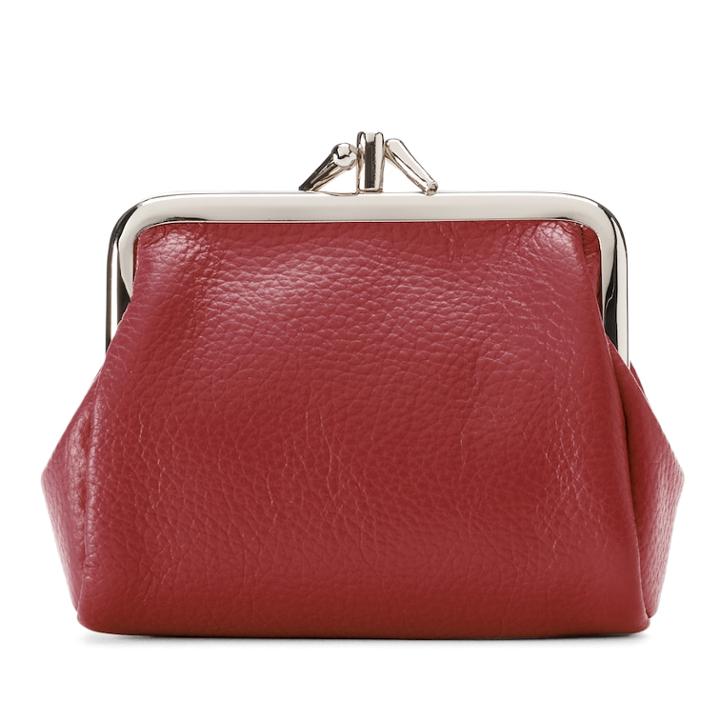 Buxton Hudson Pik-me-up Triple Frame Leather Kiss-lock Pouch, Women's, Red