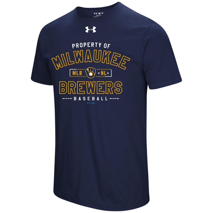 Men's Under Armour Milwaukee Brewers Heat Gear Crushed It Tee, Size: Medium, Blue (navy)