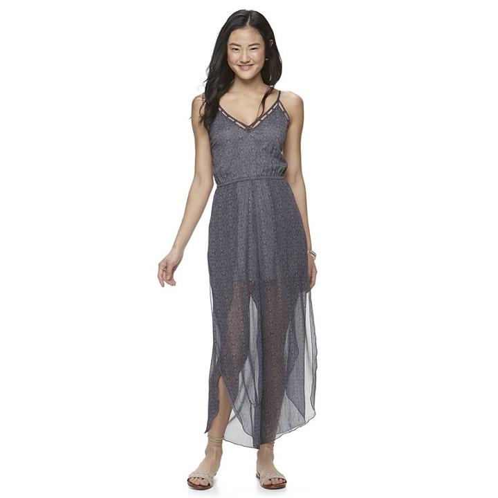 Juniors' Mason & Belle Print Lattice Jumpsuit, Girl's, Size: Large, Grey