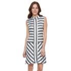 Women's Sharagano Striped Mockneck Fit & Flare Dress, Size: 16, Ovrfl Oth