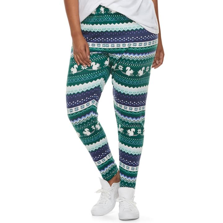 Juniors' Plus Size So&reg; Holiday Leggings, Teens, Size: 2xl, Green
