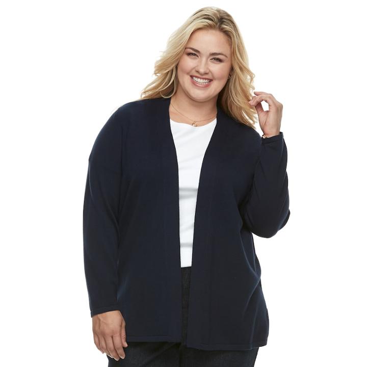 Plus Size Croft & Barrow&reg; Essential Open-front Cardigan, Women's, Size: 1xl, Blue