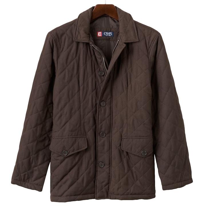 Men's Chaps Quilted Jacket, Size: Medium, Brown