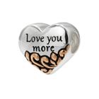 Individuality Beads Two Tone Sterling Silver Love You More Heart Bead, Women's
