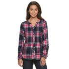 Petite Croft & Barrow&reg; Plaid Roll-tab Tunic, Women's, Size: Xl Petite, Blue
