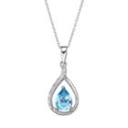 Radiant Gem Blue Topaz Sterling Silver Teardrop Pendant Necklace, Women's, Size: 18