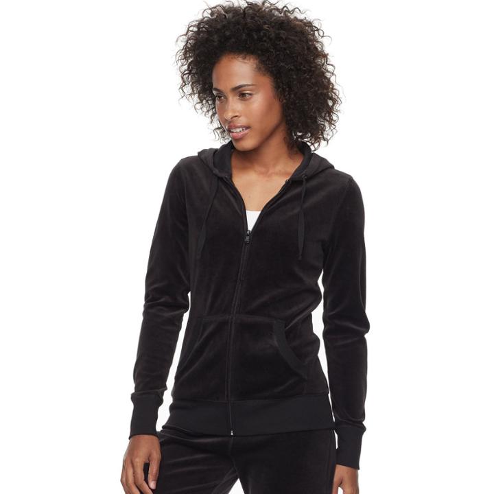 Women's Tek Gear&reg; Velour Zip-up Jacket, Size: Small, Black