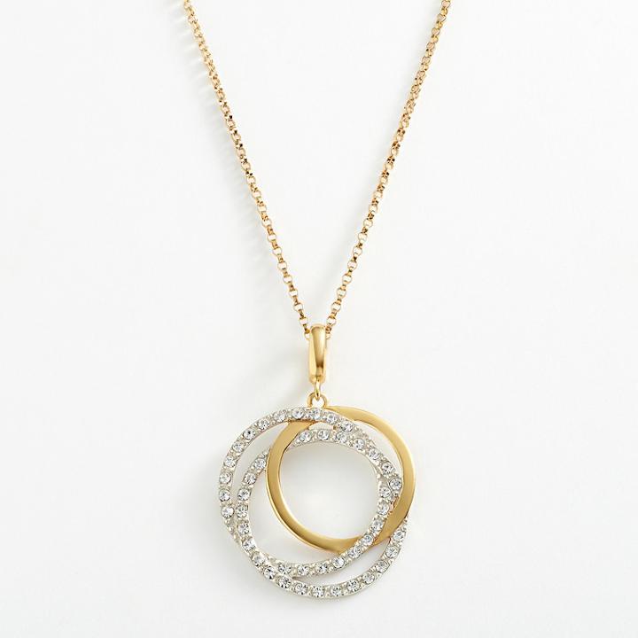 Amore By Simone I. Smith 18k Gold Over Silver And Sterling Silver Crystal Love Knot Pendant, Women's, White