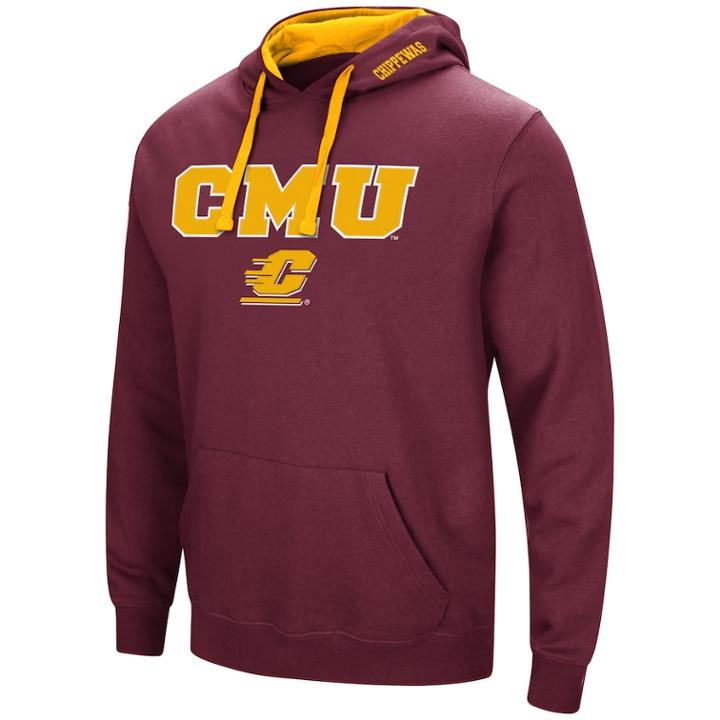 Men's Central Michigan Chippewas Pullover Fleece Hoodie, Size: Large, Dark Red