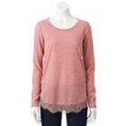 Women's Lc Lauren Conrad Lace Trim Top, Size: Xs, Med Pink