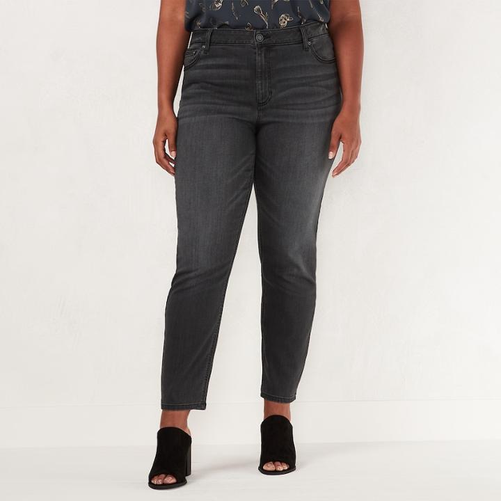 Plus Size Lc Lauren Conrad Midrise Skinny Jeans, Women's, Size: 18 W, Grey